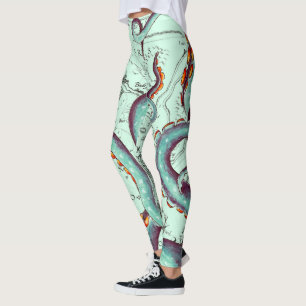 Leggings Tentáculos Verde azulados en el mapa Verde azulad