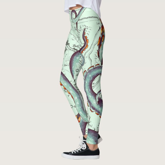 Leggings Tentáculos Verde azulados en el mapa Verde azulado (Izquierda)