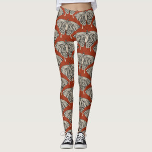 Leggings terracota de mariposa de golosina negra