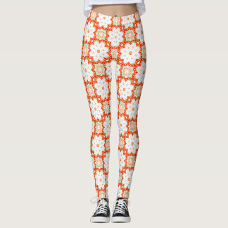 Leggings Terracota Naranja & Verde Salvia Floral Geométrico