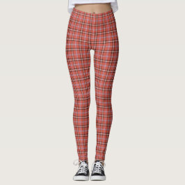 Leggings Terracotta Red Plaid Retro Color