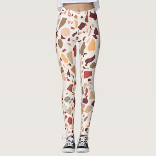 Leggings Terrazo marrón: vintage, patrón de moda.