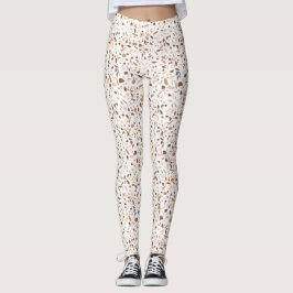 Leggings Terrazzo marrón y beige y blanco