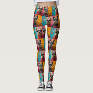 Leggings Terrier Cairn con rosas del corazón día de San Val
