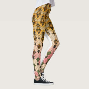 Leggings Tesselación de abeja melífera y flor