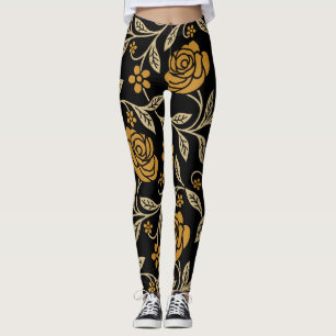 Leggings Textil indio: sin costuras florales tradicionales.