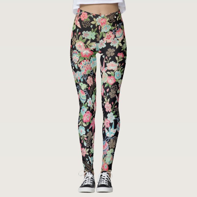 Leggings Textil japonés de KIMONO, patrón florete (Anverso)