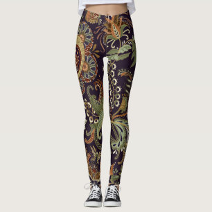 Leggings Textil Paisley Colorful: Diseño de cosecha étnica