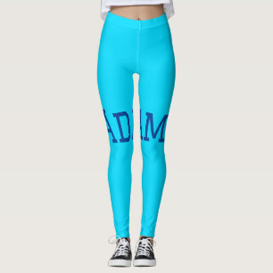 Leggings texto azul morado agregar nombre mensaje de vuelta