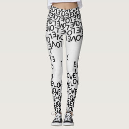 Leggings Texto blanco negro moderno