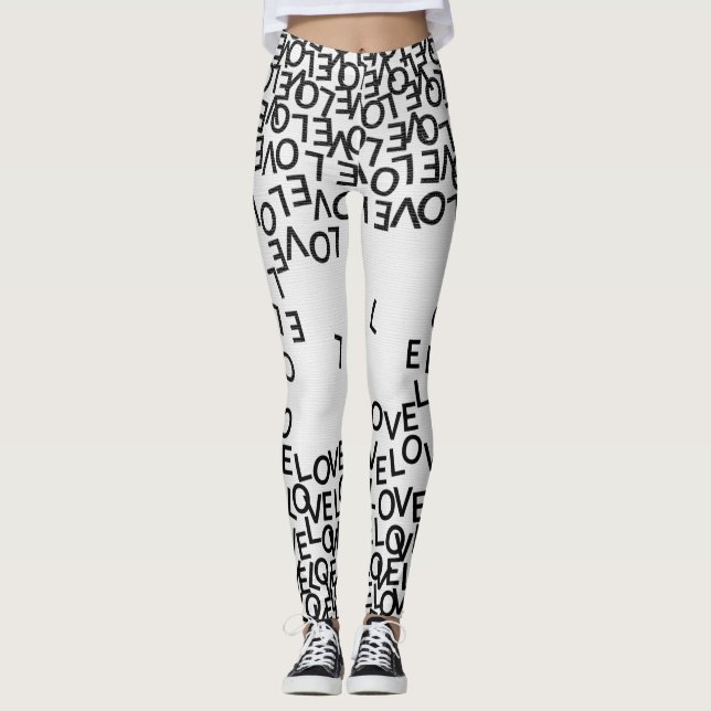 Leggings Texto blanco negro moderno (Anverso)