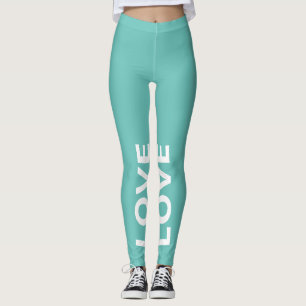 Leggings Texto clásico monocromo Verde azulado de luz de am