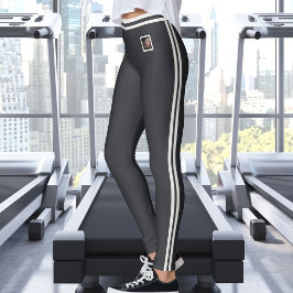 Leggings Texto de foto de mascota personalizada Rayas linda