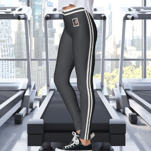 Leggings Texto de foto de mascota personalizada Rayas linda