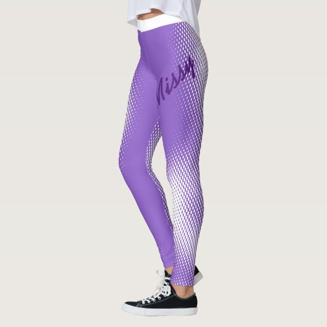 Leggings Texto de guión grande con patrón de punto blanco e (Izquierda)