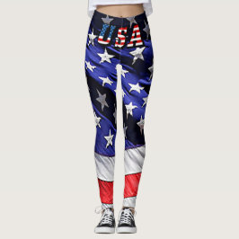 Leggings Texto de la bandera de Estados Unidos con las leye