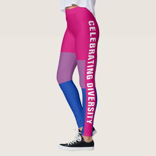Leggings Texto de la bandera del orgullo bisexual LGBTQ úni (Izquierda)