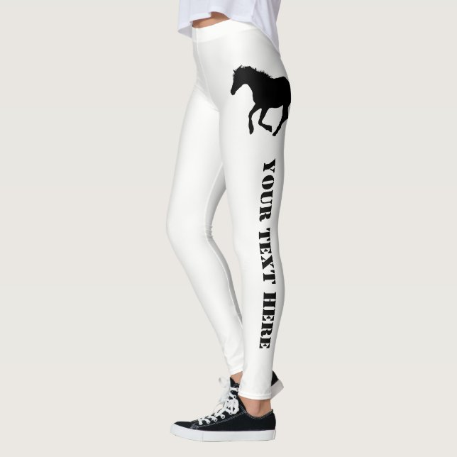 Leggings Texto del personalizado del caballo o del potro (Izquierda)