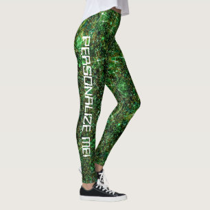 Leggings TEXTO DEL PERSONALIZADO del Purpurina de la galaxi