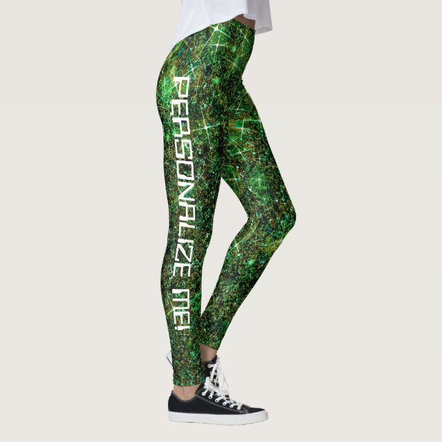 Leggings TEXTO DEL PERSONALIZADO del Purpurina de la galaxi (Derecha)