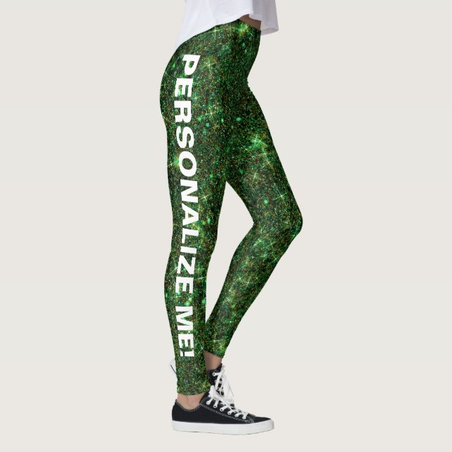 Leggings TEXTO del PERSONALIZADO Moss Magic Green Purpurina (Derecha)