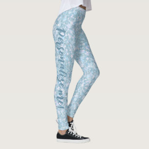 Leggings TEXTO DEL PERSONALIZADO Purpurina azul de Aqua Lig