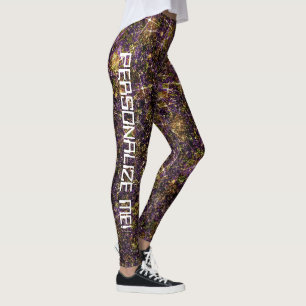 Leggings TEXTO DEL PERSONALIZADO Purpurina de Galaxia Oro J