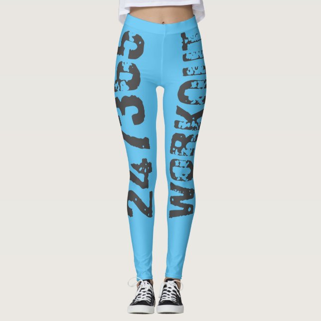 Leggings Texto desgastado y raspado Workout 247365 azul (Anverso)