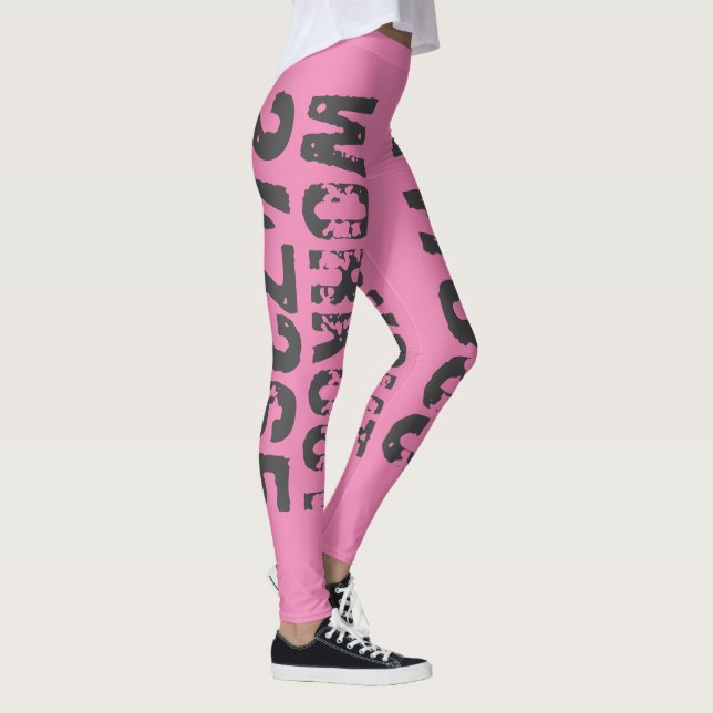 Leggings Texto desgastado y raspado Workout 247365 rosa (Derecha)