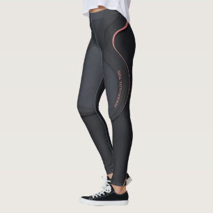 Leggings Texto geométrico en blanco negro