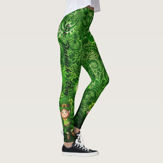 Leggings Texto personalizado del amante verde de San Patric (Derecha)
