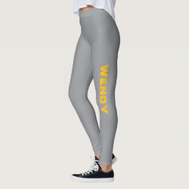 Leggings Texto personalizado desvanecido en amarillo sobre 