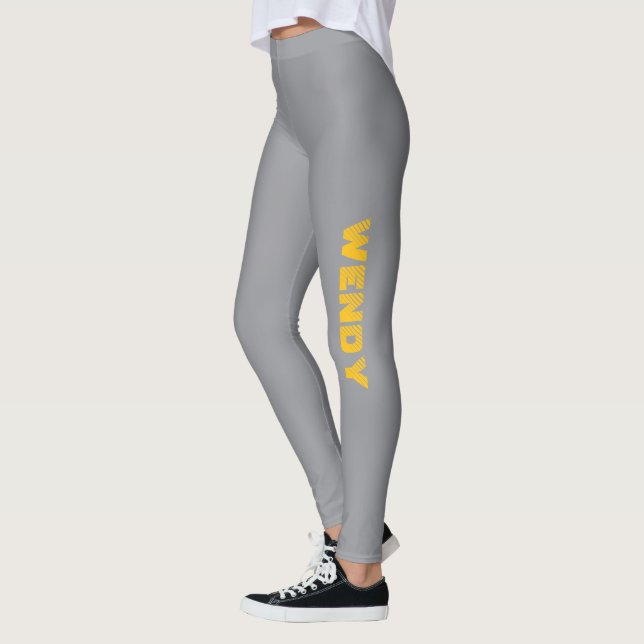 Leggings Texto personalizado desvanecido en amarillo sobre  (Izquierda)