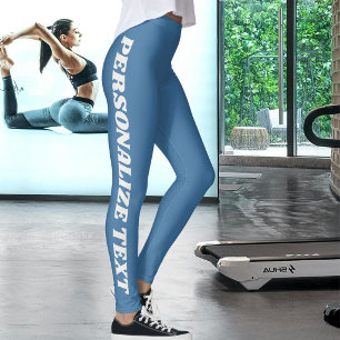 Leggings Texto personalizado Foto de mascota azul neutro Ga