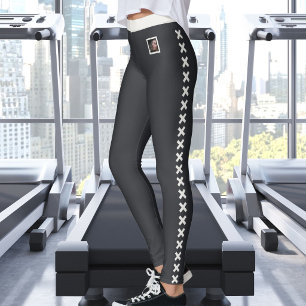 Leggings Texto personalizado Foto de mascota Patrón neutral