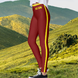 Leggings Texto personalizado gata madre borgoña amarilla ra