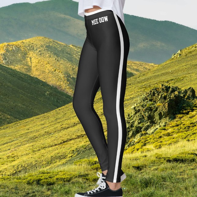 Leggings Texto personalizado gata madre Jet Negro Blanco Ra (Subido por el creador)