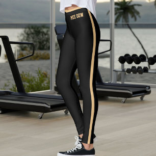 Leggings Texto personalizado gata mamá negro arena dorada r