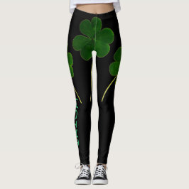 Leggings Texto verde del Shamrock irlandés del Día de San P