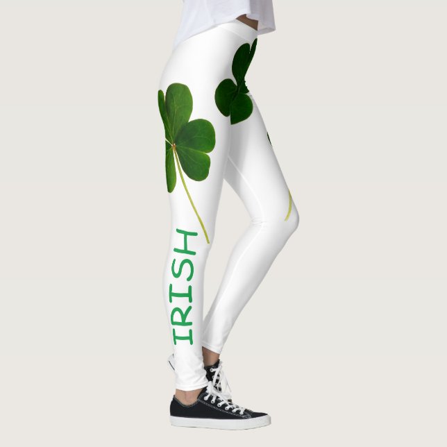 Leggings Texto verde shamrock irlandés del Día de San Patri (Derecha)