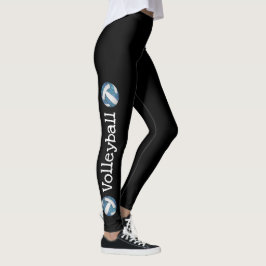 Leggings texto vertical voleibol azul piernas negras