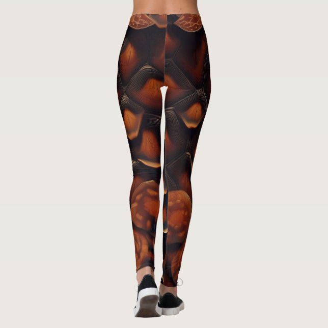 Leggings Textura abstracta de caparazón de tortuga chic mar (Reverso)