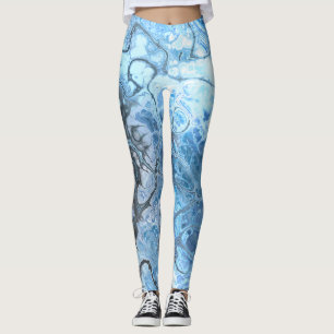 Leggings Textura abstracta de fluido de hielo mármol azul y