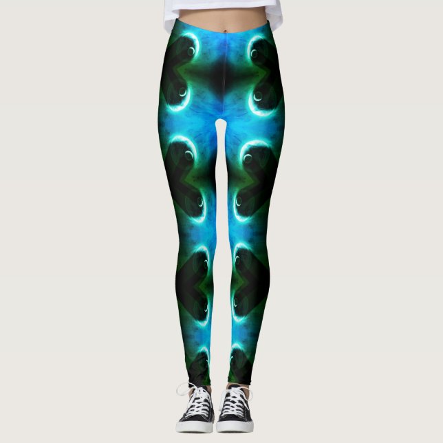 Leggings Textura Azul De Aqua Grunge Con Formas Geométricas (Anverso)