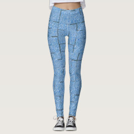 Leggings Textura azul silvestre con efecto mosaico y reliev