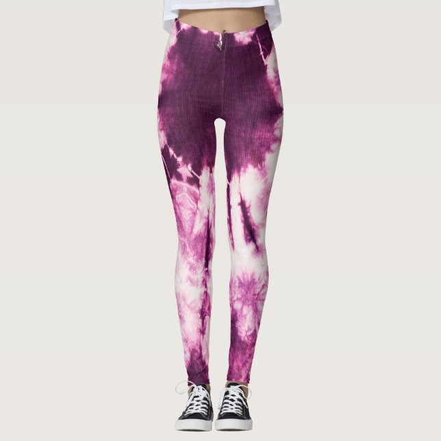Leggings Textura de Batik de tinta morada (Anverso)