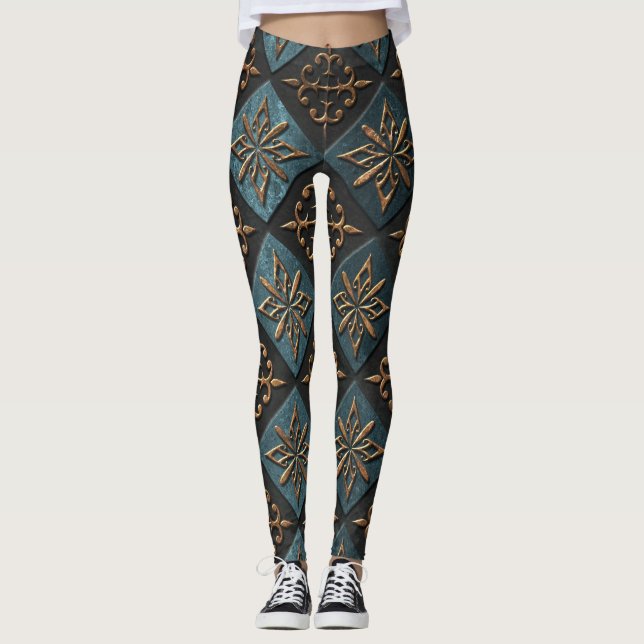 Leggings Textura de bronce con estampado. (Anverso)