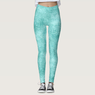 Leggings Textura de coral verde mar azul menta