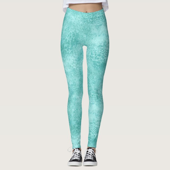 Leggings Textura de coral verde mar azul menta (Anverso)