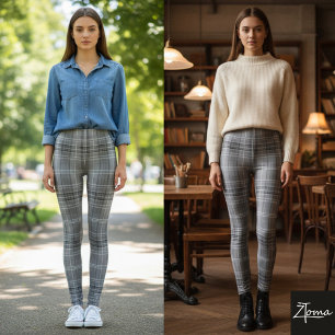 Leggings Textura de cuadros escoceses de escala media repet